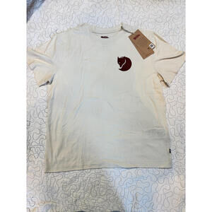 Fjallraven Cream Short Sleeve Tee with Rust Logo